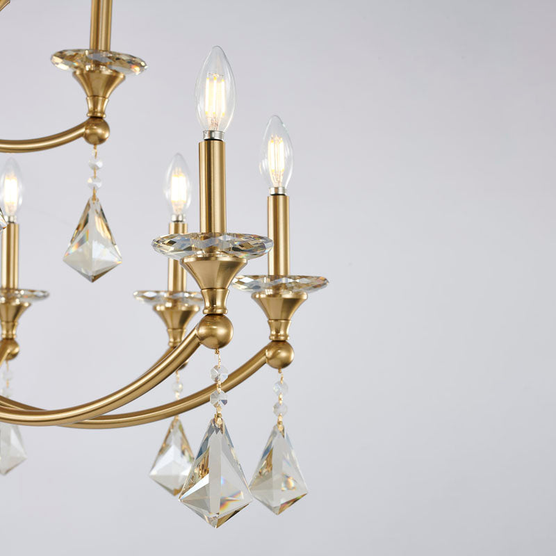 Two Tier Frame with Clear Hanging Crystals &amp; Accents Chandelier