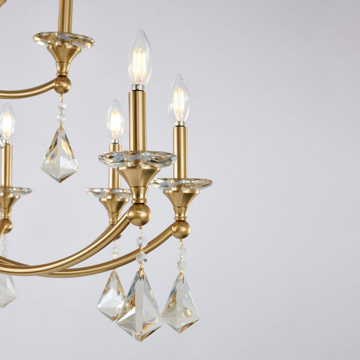 Two Tier Frame with Clear Hanging Crystals &amp; Accents Chandelier
