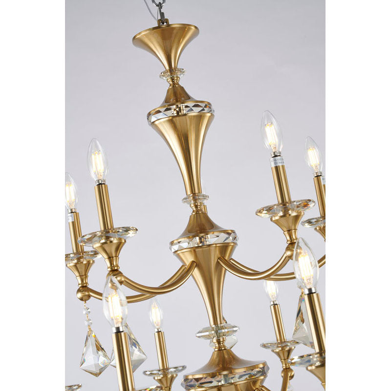 Two Tier Frame with Clear Hanging Crystals &amp; Accents Chandelier