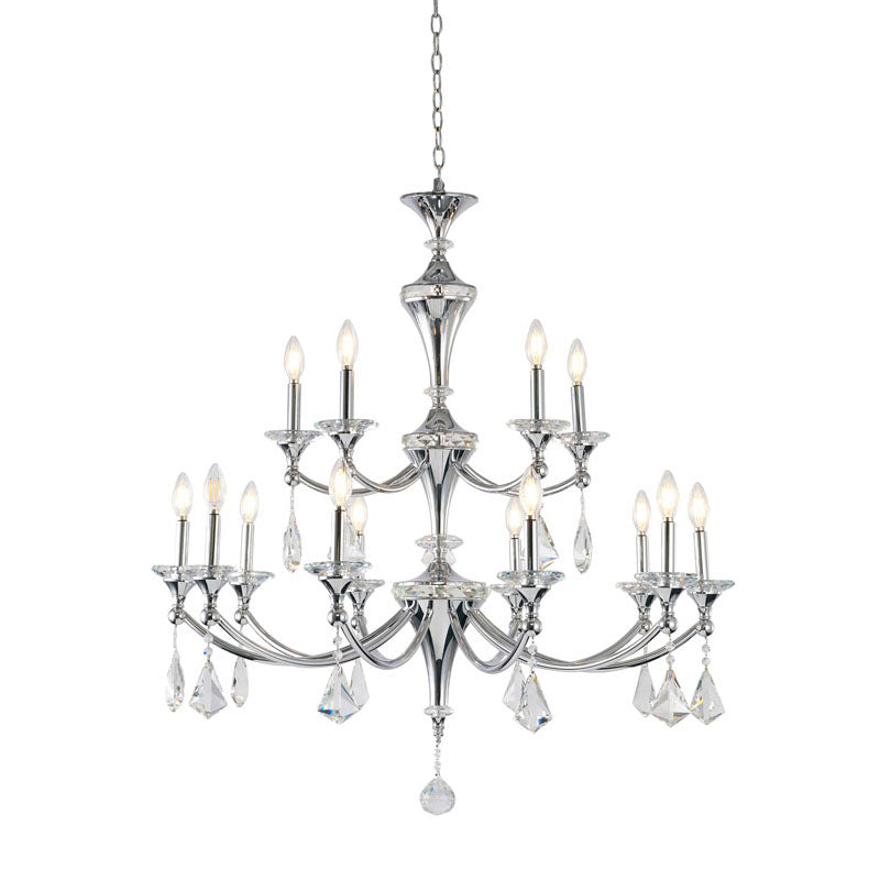 Two Tier Frame with Clear Hanging Crystals &amp; Accents Chandelier