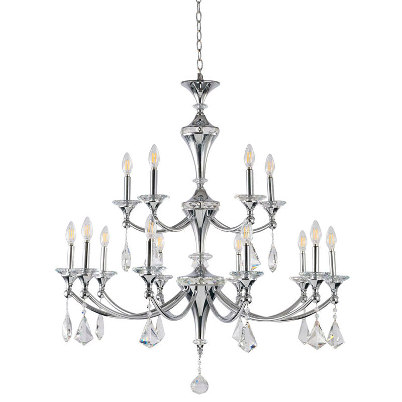 Two Tier Frame with Clear Hanging Crystals &amp; Accents Chandelier