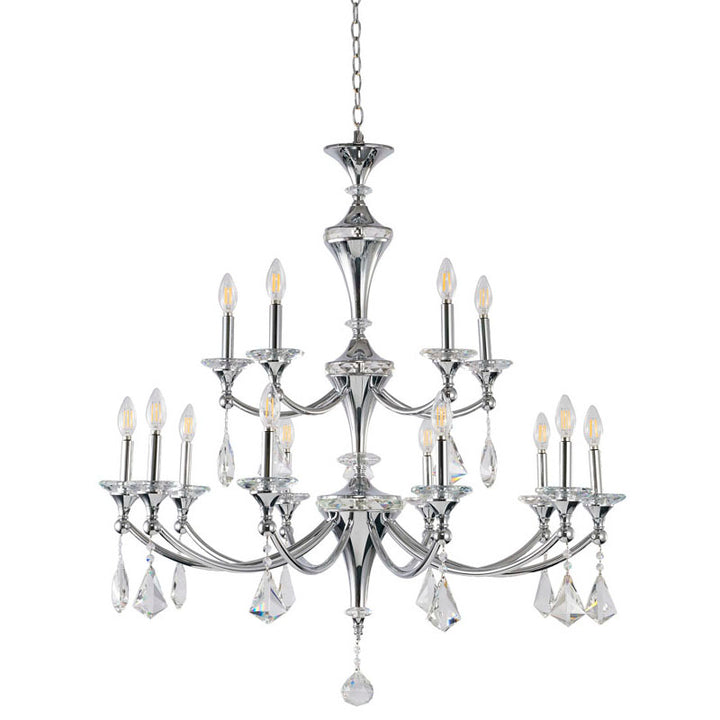 Two Tier Frame with Clear Hanging Crystals &amp; Accents Chandelier