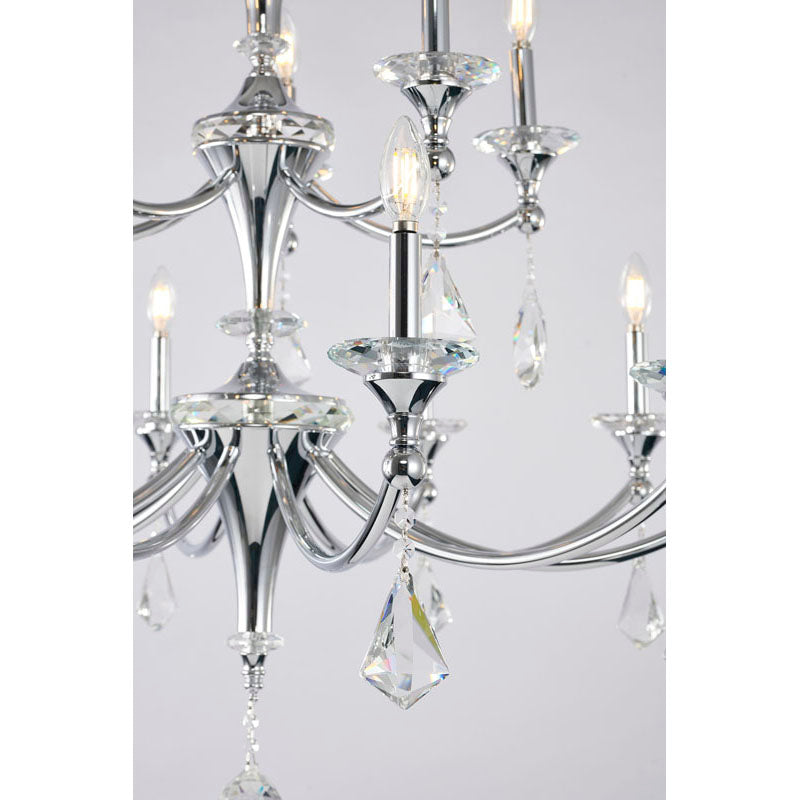 Two Tier Frame with Clear Hanging Crystals &amp; Accents Chandelier