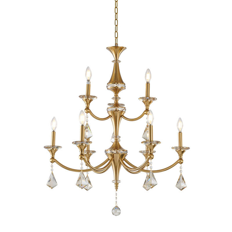 Two Tier Frame with Clear Hanging Crystals &amp; Accents Chandelier