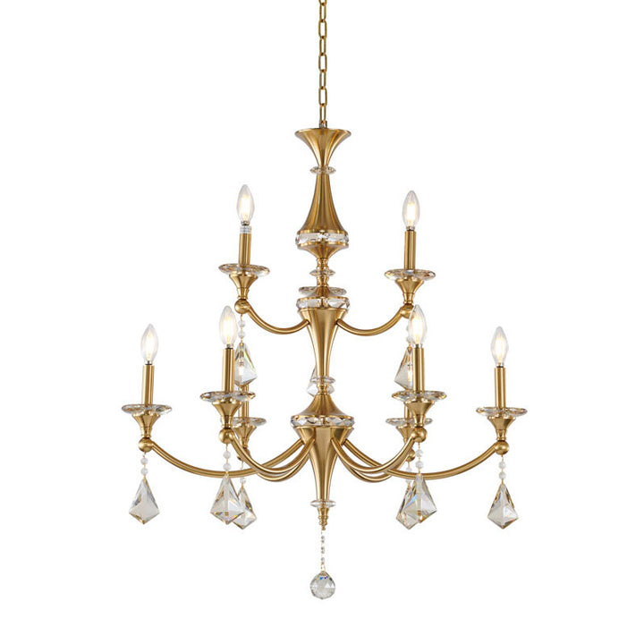 Two Tier Frame with Clear Hanging Crystals &amp; Accents Chandelier