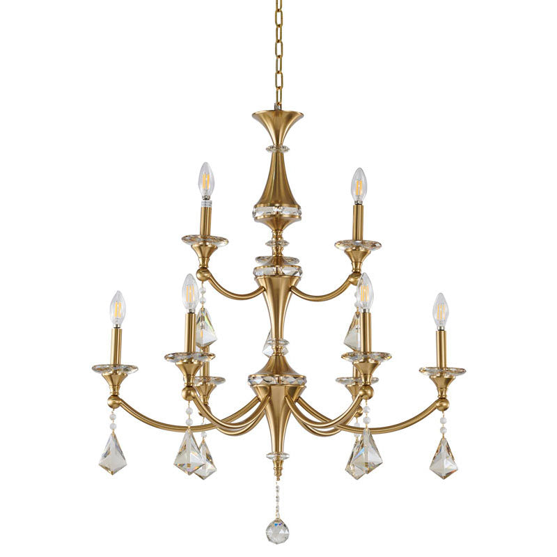 Two Tier Frame with Clear Hanging Crystals &amp; Accents Chandelier