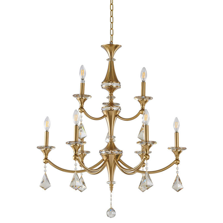 Two Tier Frame with Clear Hanging Crystals &amp; Accents Chandelier