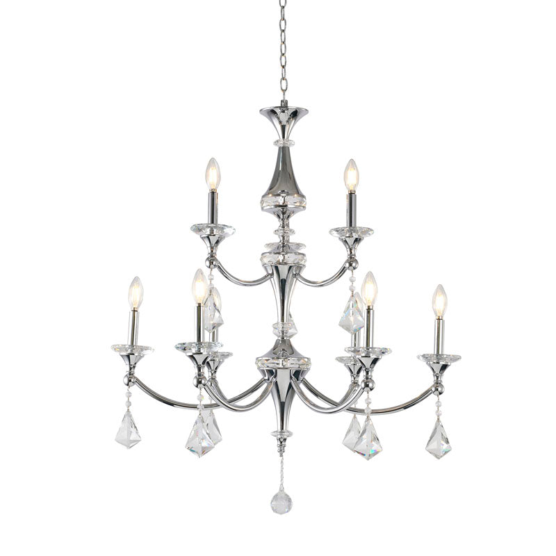 Two Tier Frame with Clear Hanging Crystals &amp; Accents Chandelier
