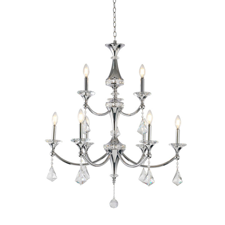 Two Tier Frame with Clear Hanging Crystals &amp; Accents Chandelier