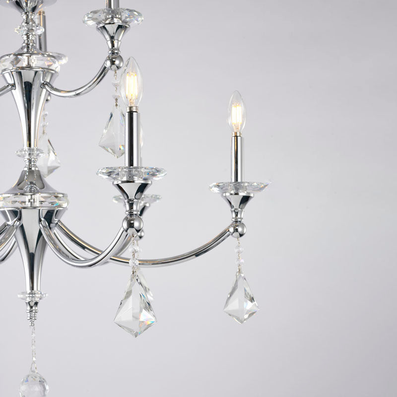 Two Tier Frame with Clear Hanging Crystals &amp; Accents Chandelier