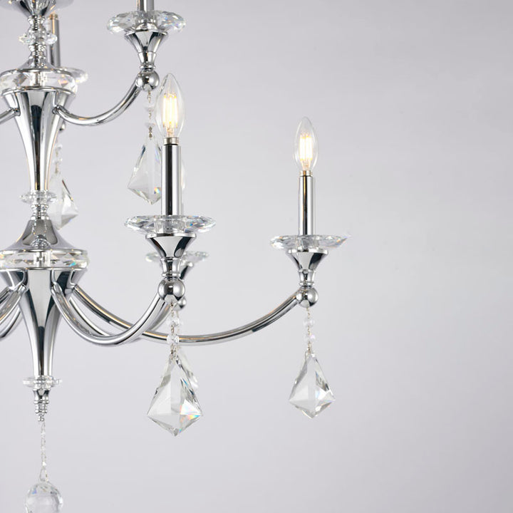 Two Tier Frame with Clear Hanging Crystals &amp; Accents Chandelier