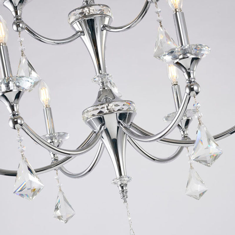 Two Tier Frame with Clear Hanging Crystals &amp; Accents Chandelier