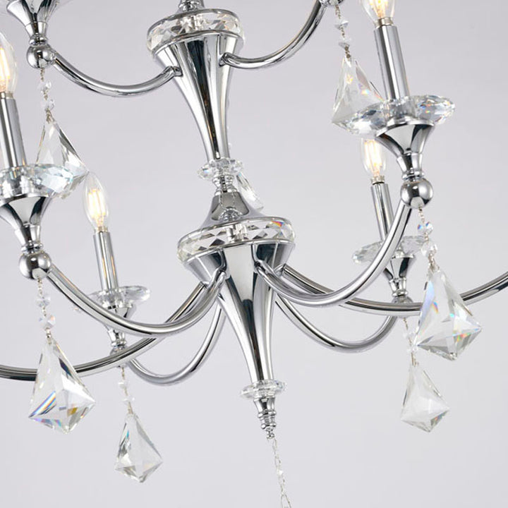 Two Tier Frame with Clear Hanging Crystals &amp; Accents Chandelier