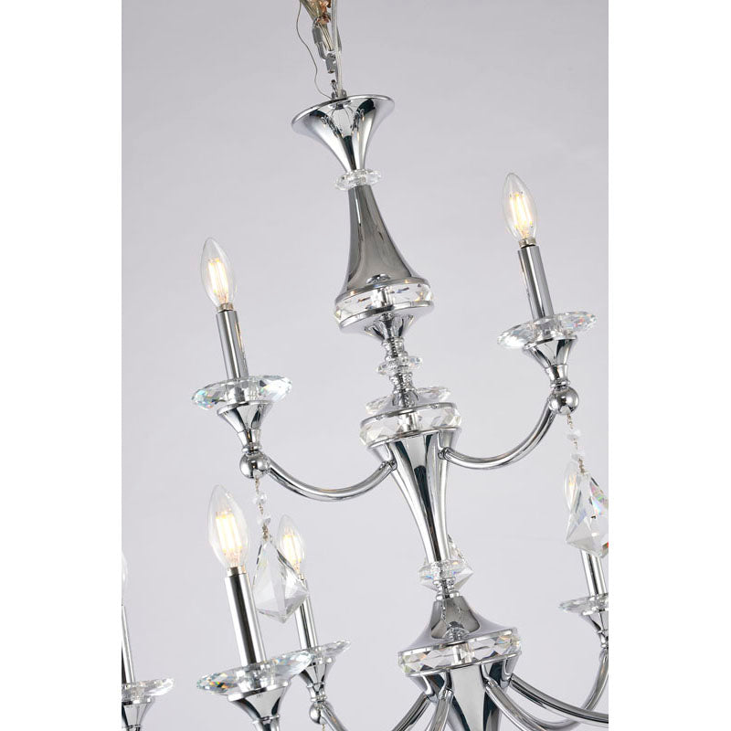 Two Tier Frame with Clear Hanging Crystals &amp; Accents Chandelier