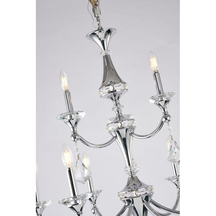 Two Tier Frame with Clear Hanging Crystals &amp; Accents Chandelier