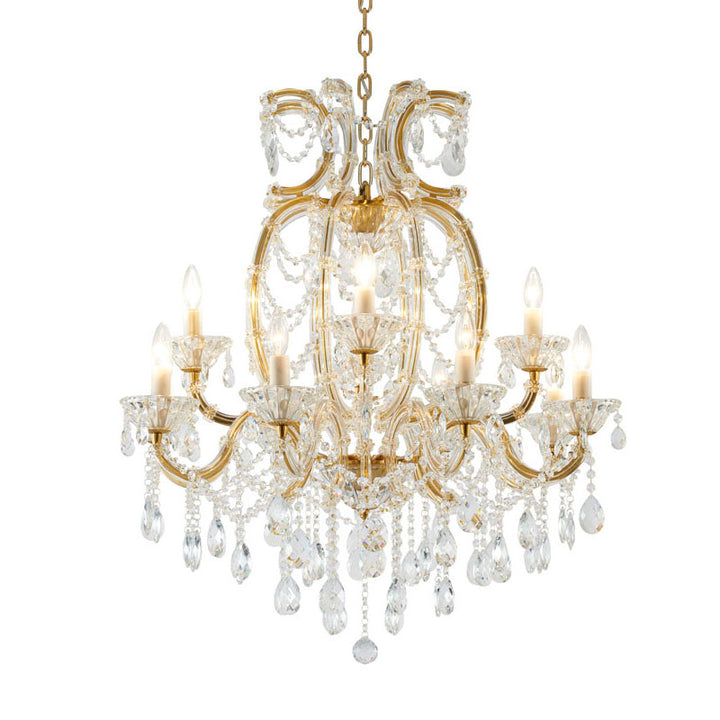 Frame Basket Chandelier with Clear Hanging Crystals, 38.6", by Bethel