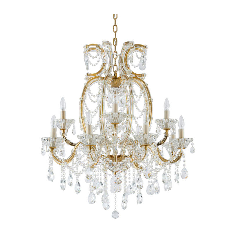 Frame Basket Chandelier with Clear Hanging Crystals by Bethel - view 7