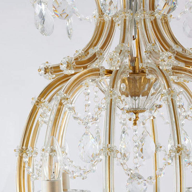 Frame Basket Chandelier with Clear Hanging Crystals by Bethel - view 12