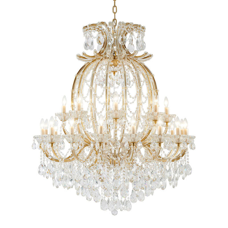Frame Basket Chandelier with Clear Hanging Crystals, 42", by Bethel