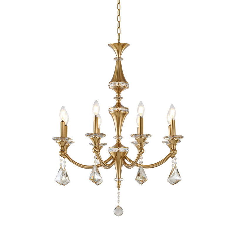 Frame Chandelier with Clear Hanging Crystals &amp; Accents