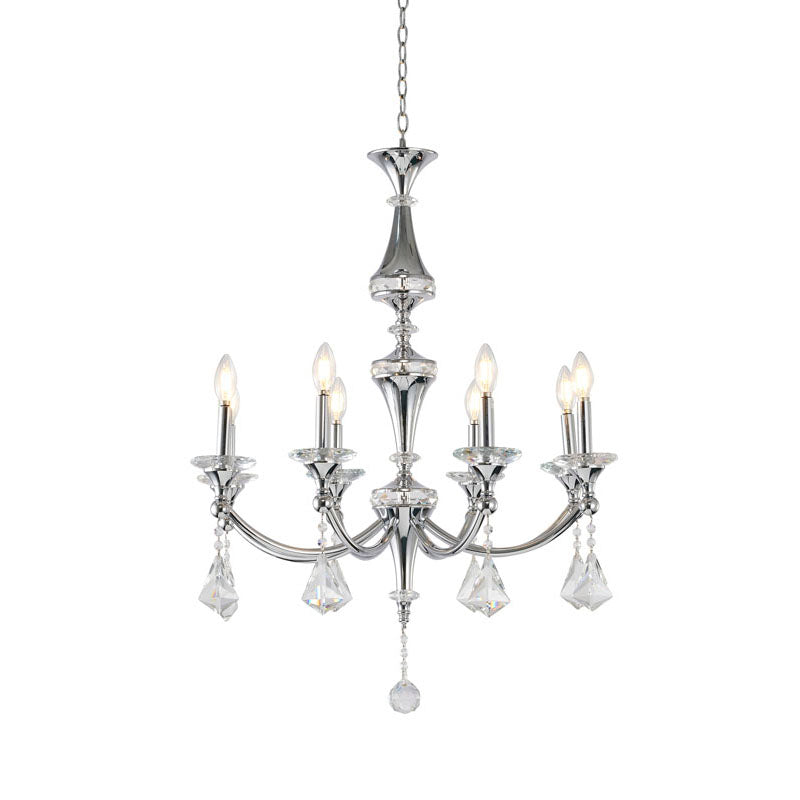 Frame Chandelier with Clear Hanging Crystals &amp; Accents