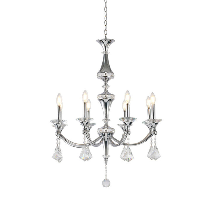 Frame Chandelier with Clear Hanging Crystals &amp; Accents