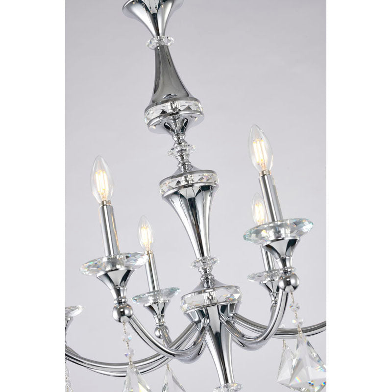 Frame Chandelier with Clear Hanging Crystals &amp; Accents