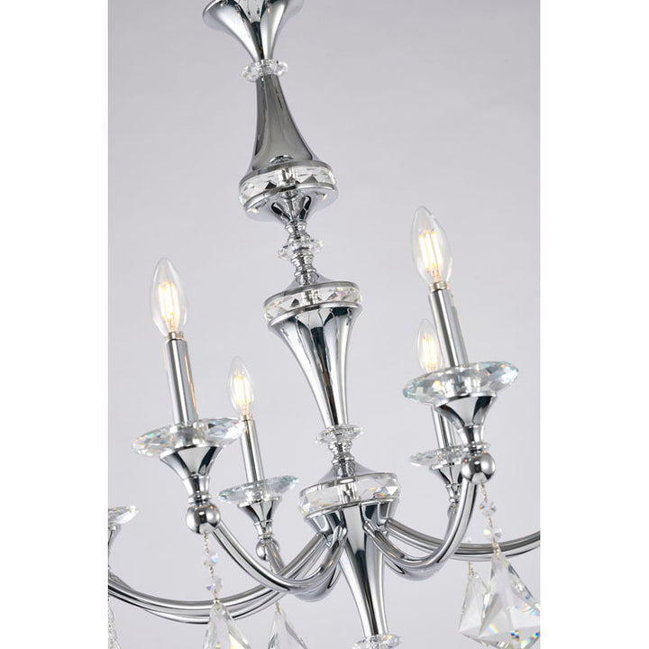 Frame Chandelier with Clear Hanging Crystals &amp; Accents