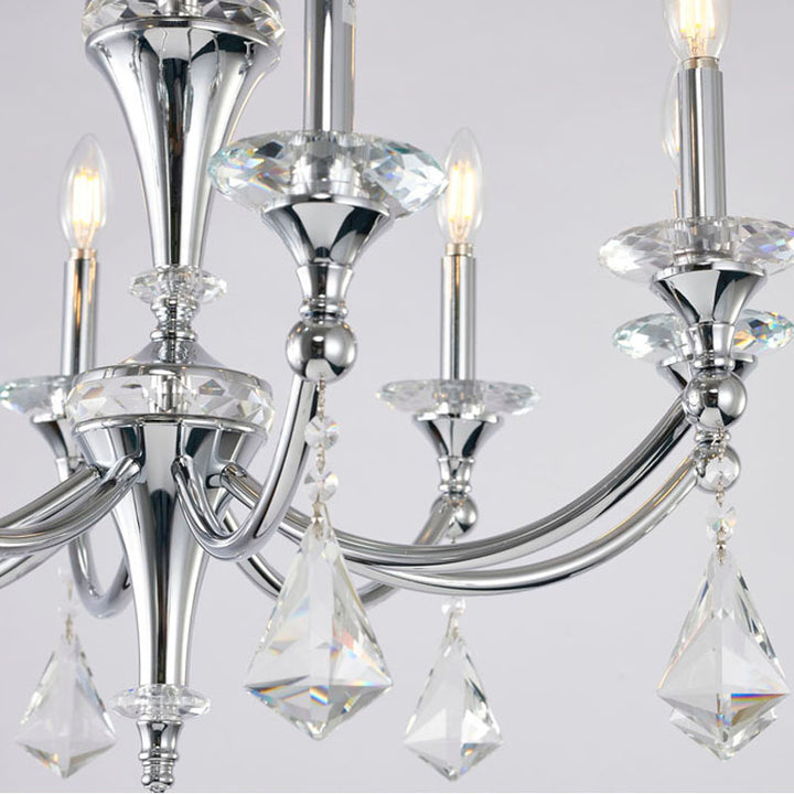 Frame Chandelier with Clear Hanging Crystals &amp; Accents