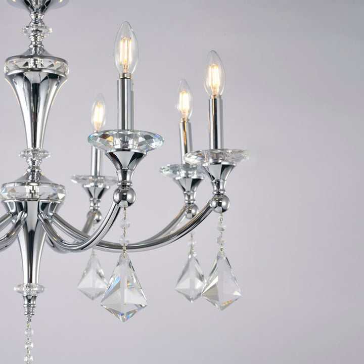 Frame Chandelier with Clear Hanging Crystals &amp; Accents
