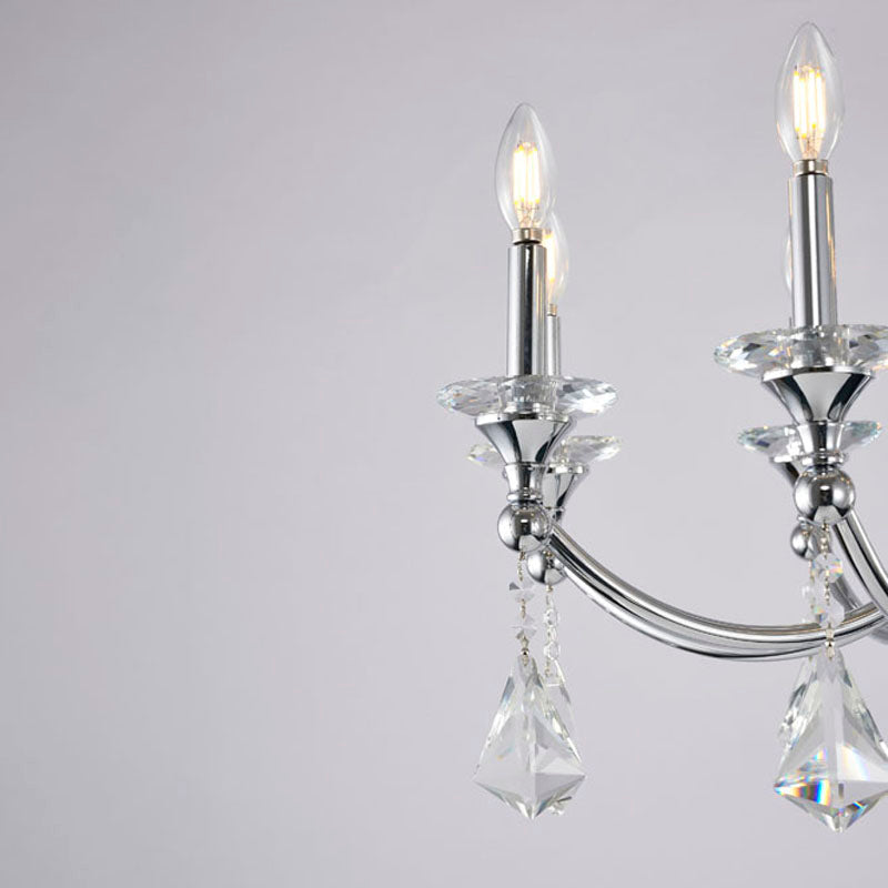 Frame Chandelier with Clear Hanging Crystals &amp; Accents