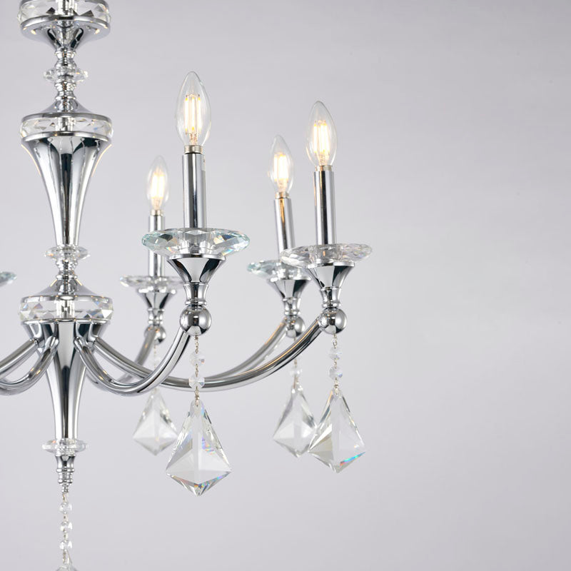 Frame Chandelier with Clear Hanging Crystals &amp; Accents