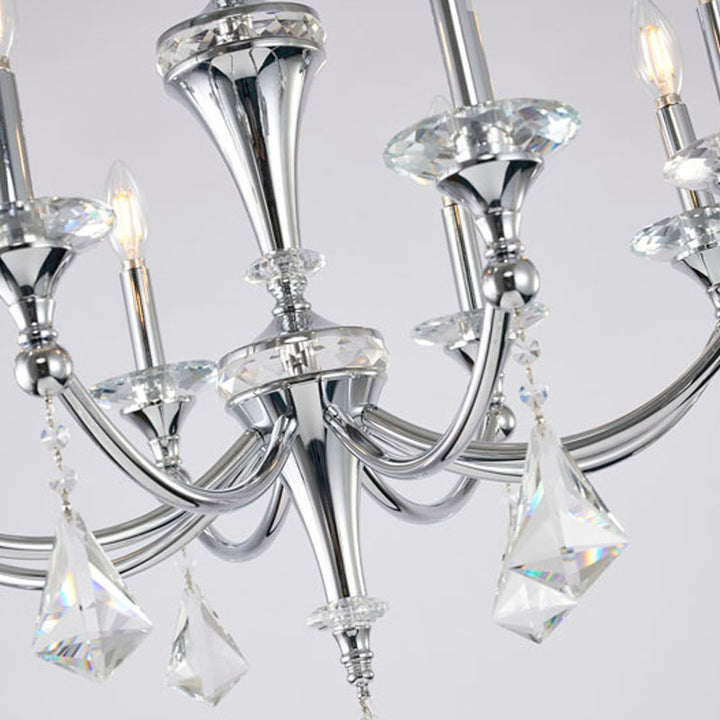 Frame Chandelier with Clear Hanging Crystals &amp; Accents