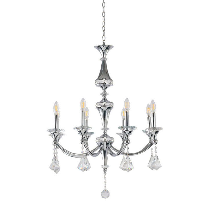 Frame Chandelier with Clear Hanging Crystals &amp; Accents