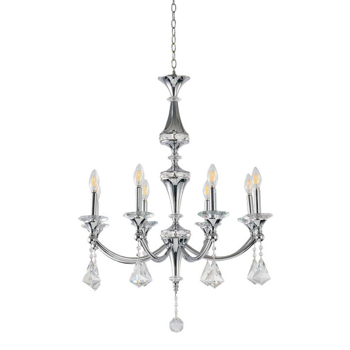 Frame Chandelier with Clear Hanging Crystals &amp; Accents