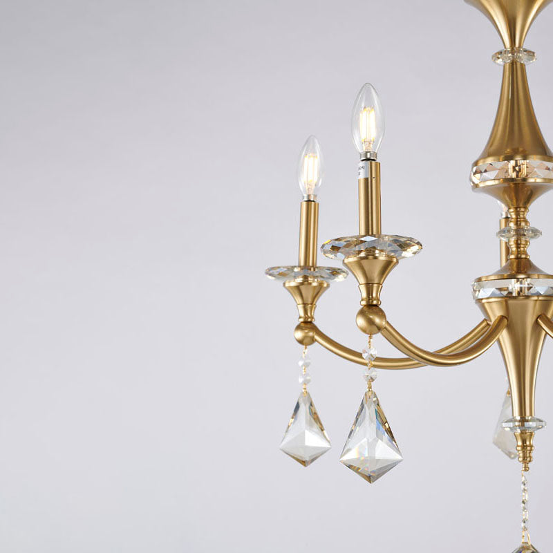 Frame Chandelier with Clear Hanging Crystals &amp; Accents