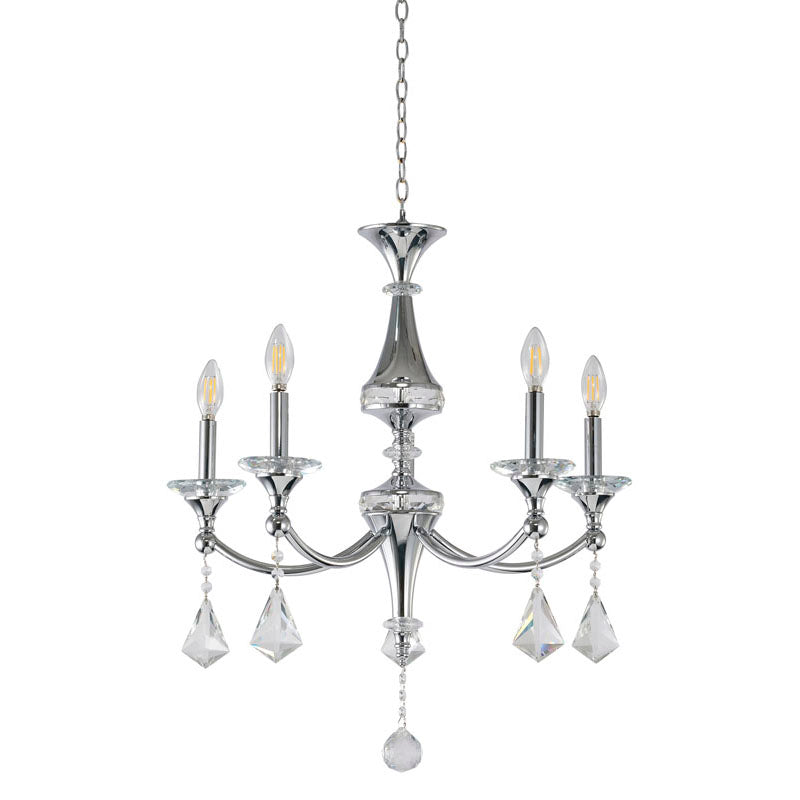 Frame Chandelier with Clear Hanging Crystals &amp; Accents