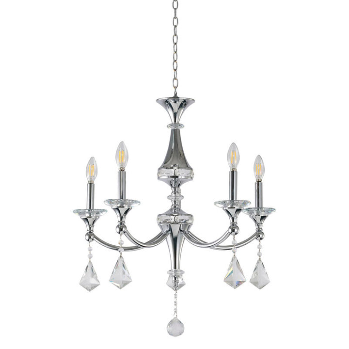 Frame Chandelier with Clear Hanging Crystals &amp; Accents