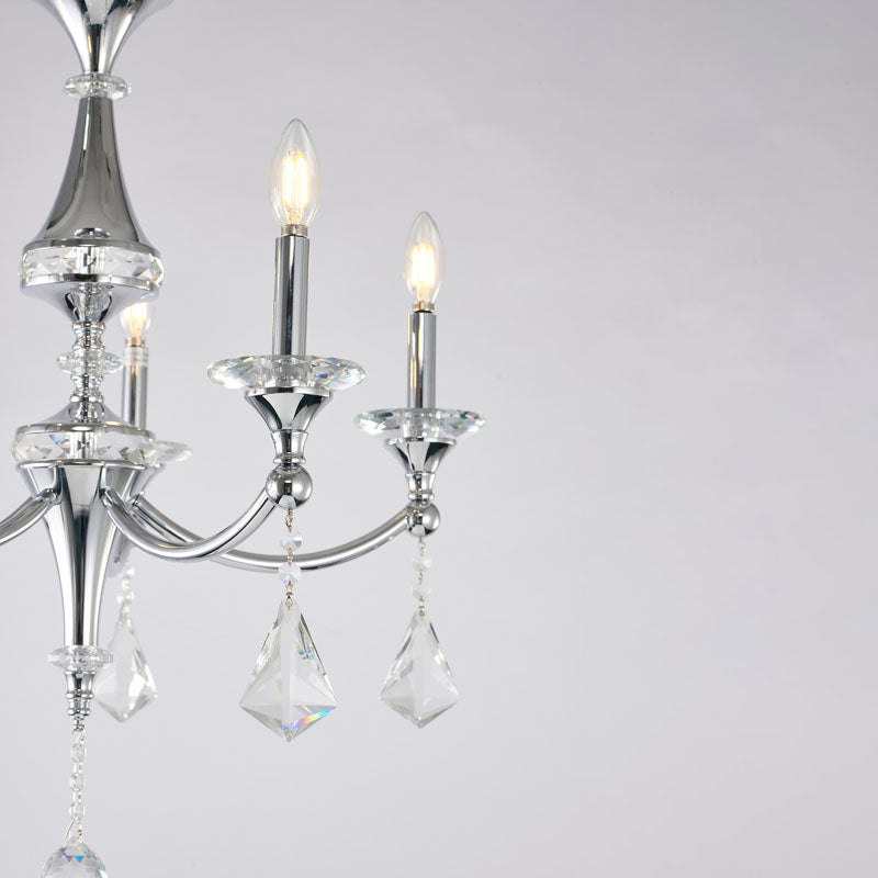 Frame Chandelier with Clear Hanging Crystals &amp; Accents