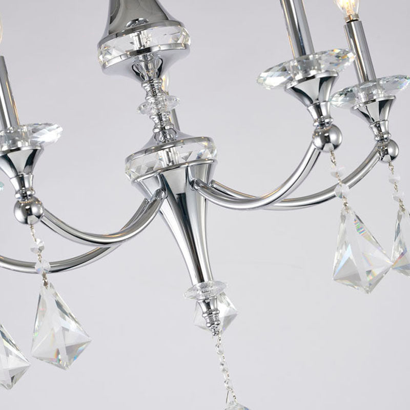 Frame Chandelier with Clear Hanging Crystals &amp; Accents
