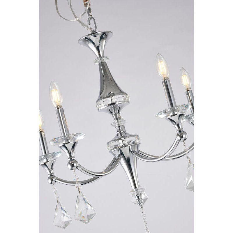 Frame Chandelier with Clear Hanging Crystals &amp; Accents