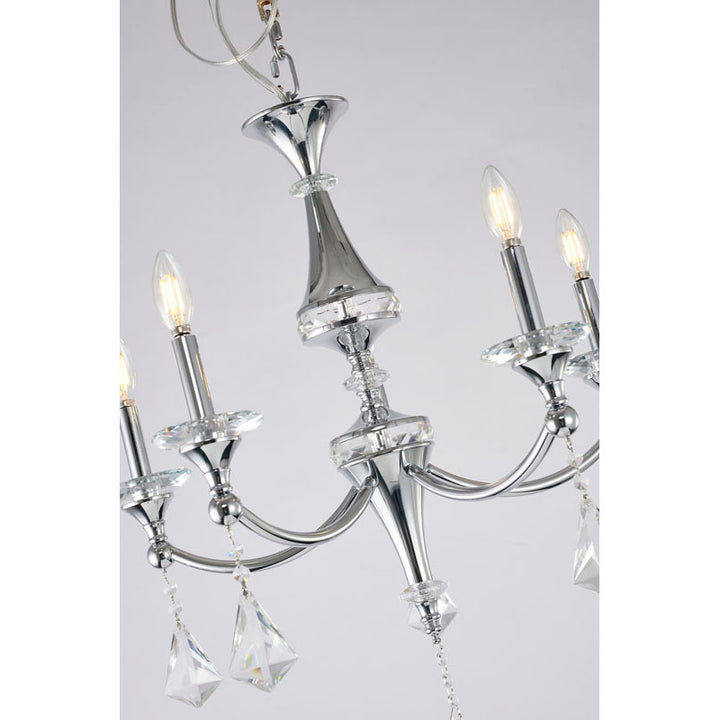Frame Chandelier with Clear Hanging Crystals &amp; Accents