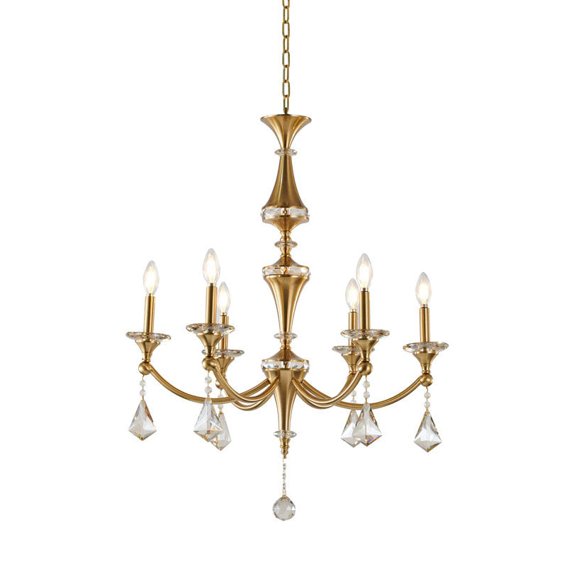 Frame Chandelier with Clear Hanging Crystals &amp; Accents