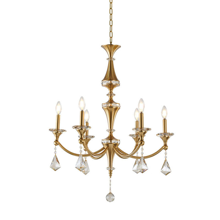 Frame Chandelier with Clear Hanging Crystals &amp; Accents