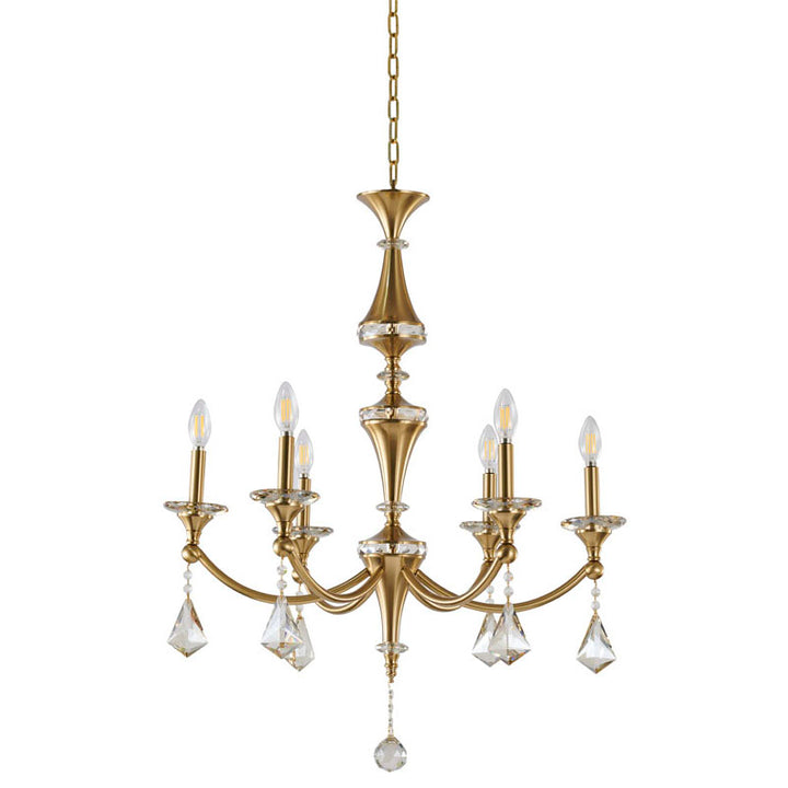 Frame Chandelier with Clear Hanging Crystals &amp; Accents