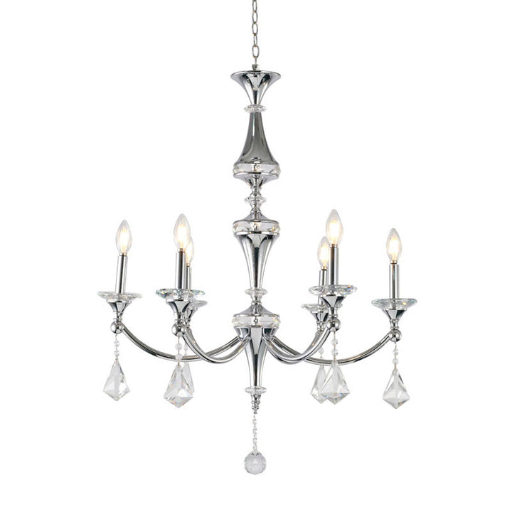 Frame Chandelier with Clear Hanging Crystals &amp; Accents