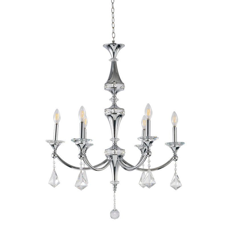 Frame Chandelier with Clear Hanging Crystals &amp; Accents