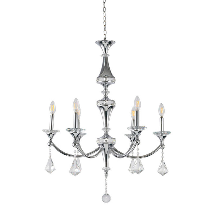 Frame Chandelier with Clear Hanging Crystals &amp; Accents