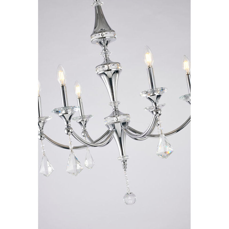 Frame Chandelier with Clear Hanging Crystals &amp; Accents