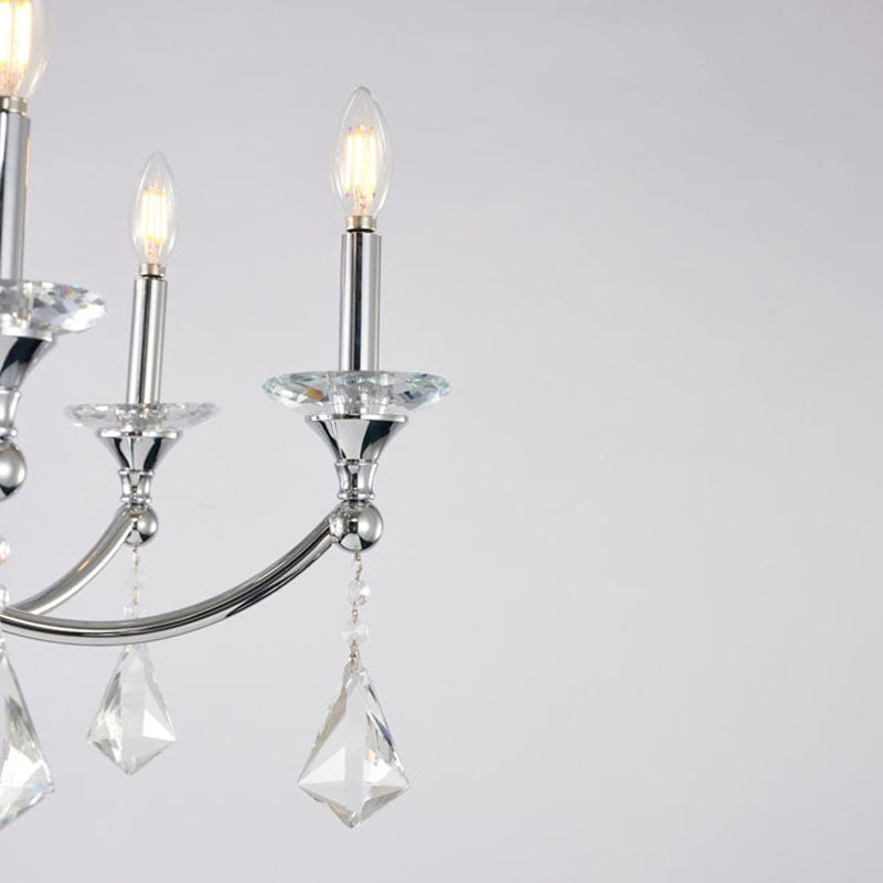 Frame Chandelier with Clear Hanging Crystals &amp; Accents